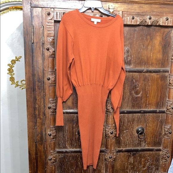 Toccin x Rent the Runway Brown Spice Balloon Sleeve Sweater Dress Size Small - Picture 2 of 14